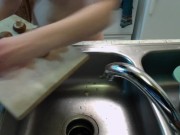 Jiggly Booty Babe Makes Burger Fixin's and Fries! Naked in the Kitchen Episode 12 Part 2 2/16