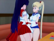Sailor Moon and Sailor Mars - lesbian sex, fingering, eat out, and trib. Lesbian hentai. 1/16