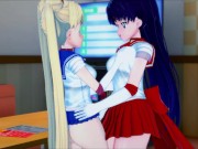 Sailor Moon and Sailor Mars - lesbian sex, fingering, eat out, and trib. Lesbian hentai. 2/16