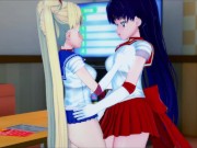 Sailor Moon and Sailor Mars - lesbian sex, fingering, eat out, and trib. Lesbian hentai. 3/16