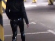 Walking in public latex leggins and high heels PMV porn music video 15/16