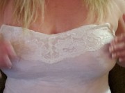 Soft Moaning MILF Oiled Breast & Hard Nipple Play in White Tank 5/16