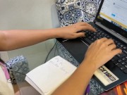 PREVIEW Kiffa home office in pajamas footstool FOOT WORSHIP FOOT DOMINATION HAVAIANAS FLIP FLOPS 1/16