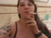 Hairy Girl Smoking Pissing and Fingering her Pussy till she Cums 2/16