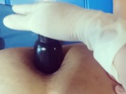 Sexy NURSE fucking his ass: I stretch his hole and peg him with my long STRAPON dildo! 8/16