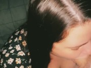 Step sister sucked my dick so good I cummed all over her mouth face and tits 14/16