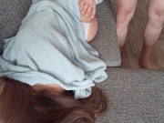 Her white socks and loud moans drive me crazy. Morning surprise for Paula. 1/16