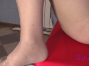 Fuck dildo through seamless pantyhose 1/16