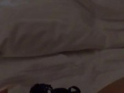 Teen fucks herself, panty stuffing & squirts as she listens to parents fucking hard next door