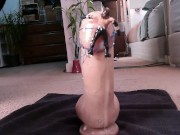 516 Fantasy shrunken man tied to huge dildo and covered in lube as I loom overhead with giant vagina 1/16