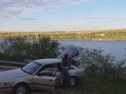 HOT PEE in Cold Autumn on TOW BAR of my Uncle