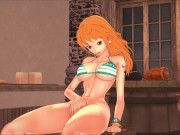 One Piece Hentai - Nami fingers her pussy in a pirate bar! Arrrrgh! 6/16
