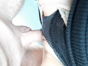 Impatient tearing of pantyhose and huge cumshot in the car 6/16