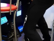 Public fuck in a casino while she plays slot machines. Cumshot on her sexy ass 12/16