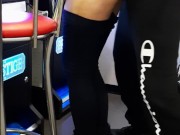 Public fuck in a casino while she plays slot machines. Cumshot on her sexy ass 15/16