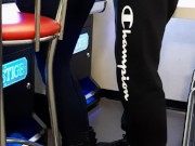 Public fuck in a casino while she plays slot machines. Cumshot on her sexy ass 4/16