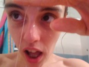 PinkMoonLust Monster Cum Facial! Hairy Onlyfans Camgirl Takes BAD DRAGON CUMSHOT in HAIR & ALL OVER 14/16