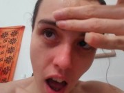 PinkMoonLust Monster Cum Facial! Hairy Onlyfans Camgirl Takes BAD DRAGON CUMSHOT in HAIR & ALL OVER 16/16