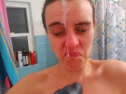 PinkMoonLust Monster Cum Facial! Hairy Onlyfans Camgirl Takes BAD DRAGON CUMSHOT in HAIR & ALL OVER 3/16