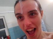 PinkMoonLust Monster Cum Facial! Hairy Onlyfans Camgirl Takes BAD DRAGON CUMSHOT in HAIR & ALL OVER 4/16