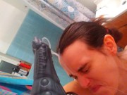 PinkMoonLust Monster Cum Facial! Hairy Onlyfans Camgirl Takes BAD DRAGON CUMSHOT in HAIR & ALL OVER 5/16