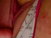 Pulling my panties to the side fucking my pussy with dildo. Want to watch? 15/16