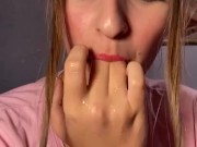 Sloppy gagging. Massive drool 12/16