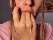 Sloppy gagging. Massive drool 2/16