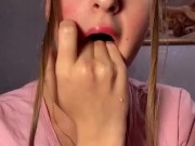 Sloppy gagging. Massive drool 4/16