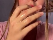 Sloppy gagging. Massive drool 6/16