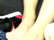 mira and lyla use his face for their feet 10/16