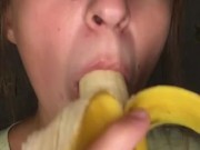 Banana Blowjob. Drooling on banana 11/16