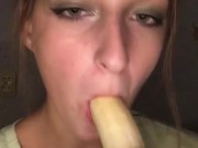 Banana Blowjob. Drooling on banana 12/16