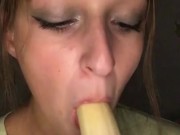 Banana Blowjob. Drooling on banana 14/16
