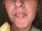 Banana Blowjob. Drooling on banana 15/16