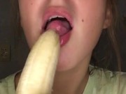Banana Blowjob. Drooling on banana 3/16
