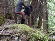 cheating ebony girlfriend fucking in the woods by Mt Rainier. nature porn