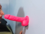 First Date with little slut, she gets  sweet gentle facefuck with a toy 8/16