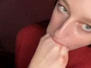 Licking stinky feet. Dirty sock. Drooling 10/16