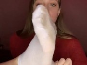 Licking stinky feet. Dirty sock. Drooling 4/16