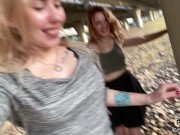 Feeling playful outside with my classmate 8/16