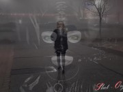 Slut-Orgasma Celeste equine dildo deep throat on a public parking lot before shopping 16/16