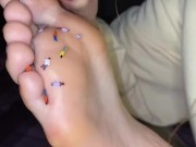 Vore. Giantess eats tiny people on her feet 4/16