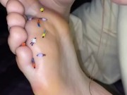 Vore. Giantess eats tiny people on her feet 5/16