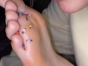 Vore. Giantess eats tiny people on her feet 7/16