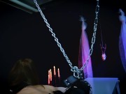 Spitroast Fantasy - Teen girl is bound and gets two dicks from both side to enjoy - She loves it! 2/16