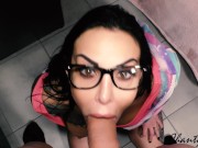 SEXY NERDY GIRL dressed as a UNICORN loves to suck and get CUM ON HER GLASSES! 15/16