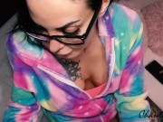 SEXY NERDY GIRL dressed as a UNICORN loves to suck and get CUM ON HER GLASSES! 2/16