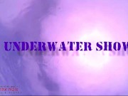 Amazing underwater bikini show. elegant flexible baby swimming underwater in the pool 2/16