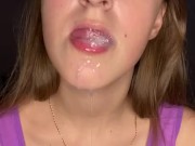 lips licking. Drooling mouth